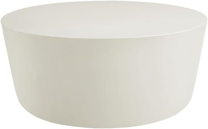 Modway Brion 34 Inch Round Concrete Coffee Table – Indoor/Outdoor Tapered Cylinder Coffee Table – Low Center Table for Living Room or Patio in White