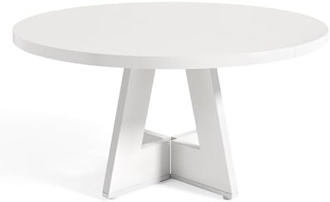 LITTLE TREE Round Dining Table for 4-6 People, 47 Inches White Circle Dinner ...