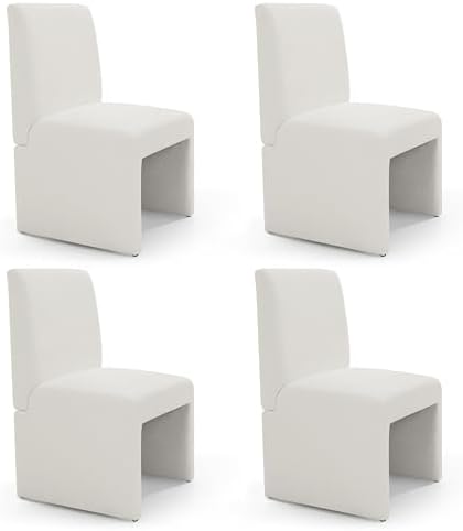 RNKSFX White Upholstered Dining Chairs Set of 4, Modern Dining Chairs, Kitche...
