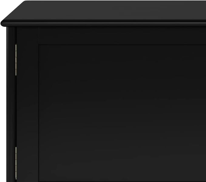 SIMPLIHOME Draper TV Stand - 60 inch Wide Solid Wood Low Media Console in Black, Mid Century Modern Entertainment Center for Living Room for TVs up to 65 Inches with Cabinets and Cable Management