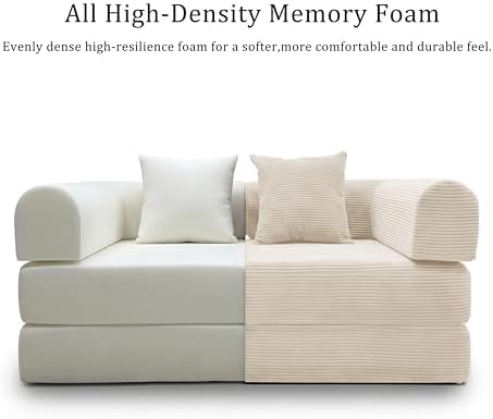 Futon Sofa Bed Modular Loveseat Sleeper Folding Pull Out Couch with Pillows, ...