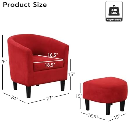 INZOY Modern Accent Chair with Ottoman for Small Space, Club Chair with Ottom...