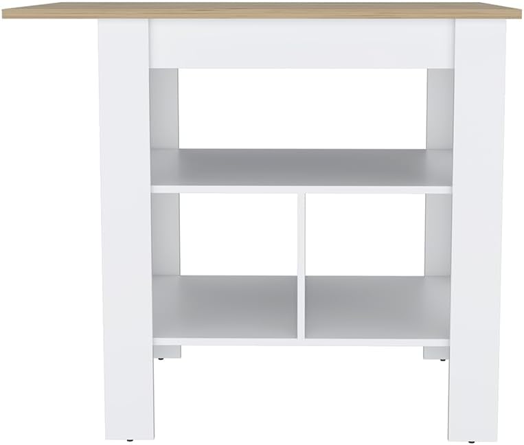 Kitchen Island Pompeya with Three Shelves White Finish | Three-shelf design w...