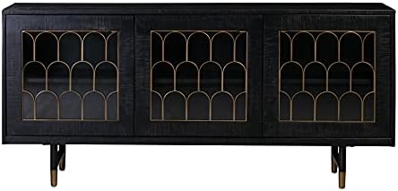 TOV Furniture The The Gatsby Collection Art Deco Brass Dark Acacia Wood Buffe...
