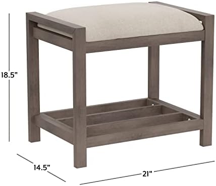 Hillsdale Furniture Amelia Vanity Stool, Antique Gray