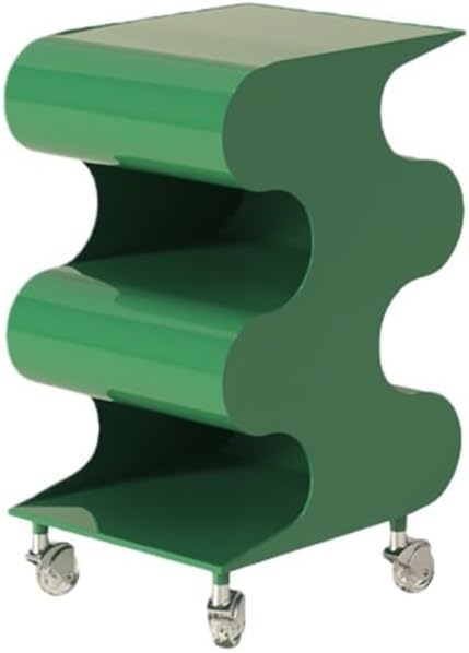 Modern ABS Side Table with Wheels, Movable Coffee Table with Storage, Multi-L...