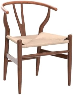 Polynices Wishbone Chairs Set of 2, Rattan Dining Chairs (Walnut)