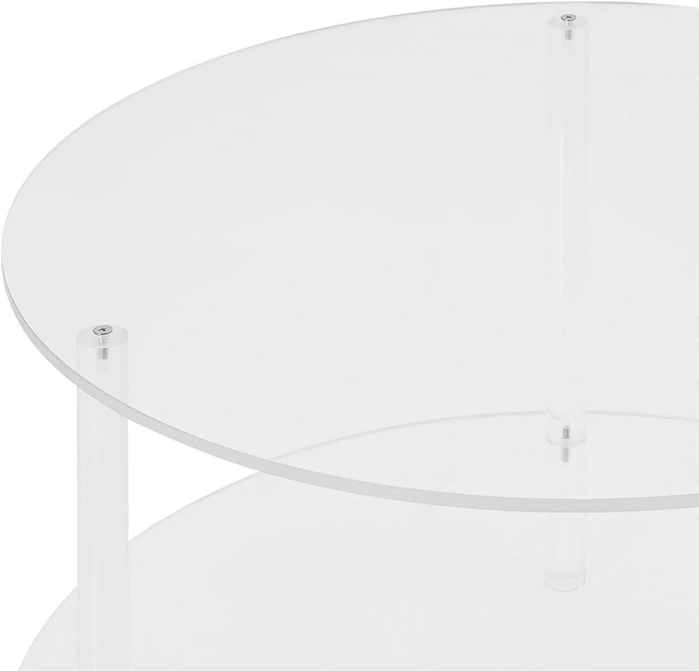 Acrylic Coffee Table, 2 Tier Round Coffee Table, Modern Clear Coffee Table, C...