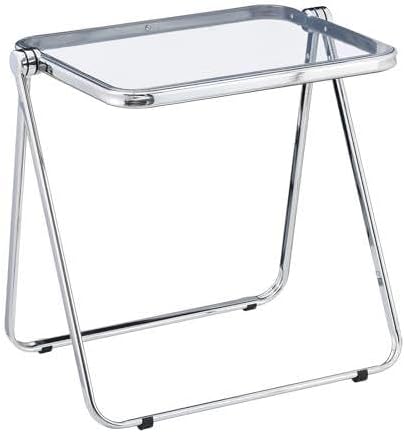 Folding TV Tray Table, Acrylic Foldable Side Desk - No Assembly, Space Saving...