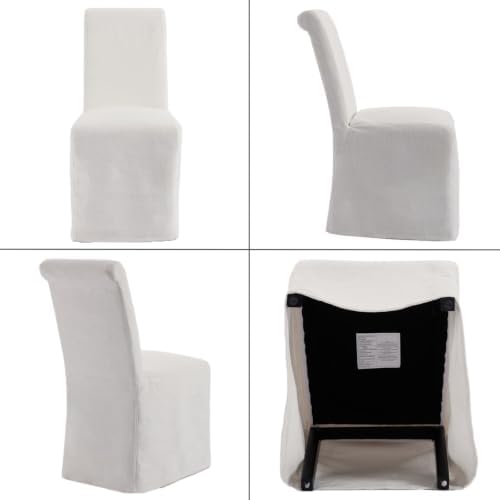chairus Slipcovered Upholstered Parsons Dining Chairs Set of 4, Cream White