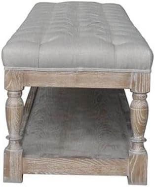 Pangea Home Athena 17" Wood Bench in Antique White & Frost Gray
