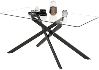 Henf Glass Dining Table Set for 4, 5 Piece Modern Kitchen Table and Chairs fo...