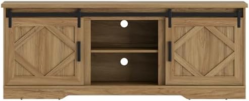 WAMPAT Farmhouse Style TV Stand for 60-75 inch TV w/Distressed Wood Finish | ...