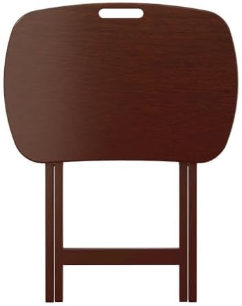 Furnifact Walnut Snack Table Set – Folding TV Trays with Stand for Dining, Wo...