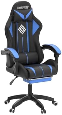 RGB Gaming Chair with Bluetooth Speakers and LED Lights Computer Chair-Blue |...