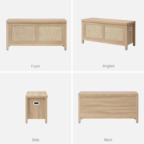 SICOTAS Rattan Storage Chest 39.4" Storage Bench for Bedroom | Modern Bo...