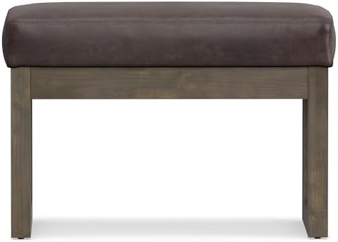 SIMPLIHOME Milltown 27" Wide Vegan Leather Ottoman in Distressed Brown |...