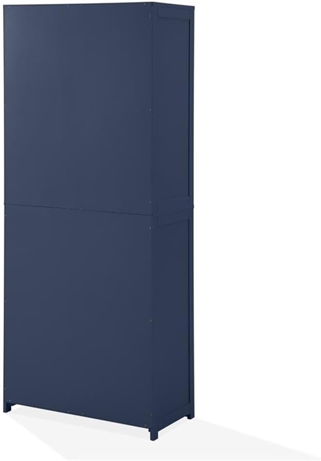Pemberly Row Traditional Wood Kitchen Storage Pantry, Navy Finish, MDF and Bi...