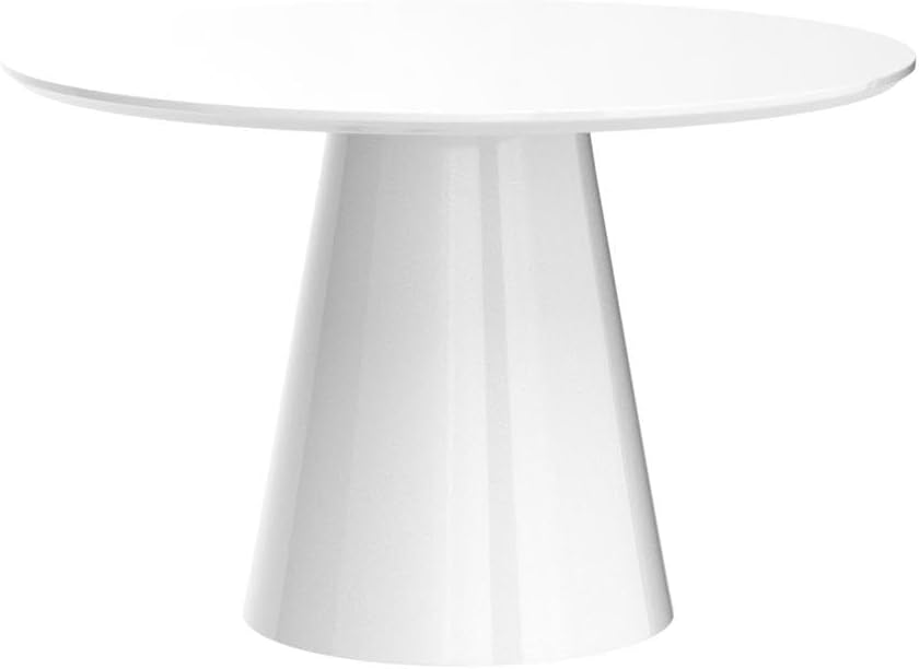 Furniturebox UK Palma White High Gloss Round Dining Table – Modern Pedestal Base – Contemporary 4–6 Seater Kitchen or Dining Room Table