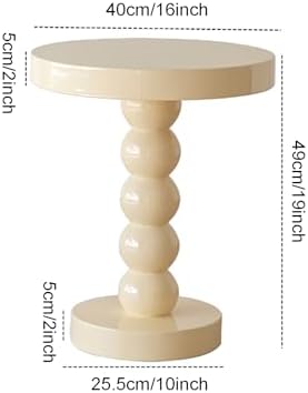 Rustic Round End Table, Small Solid Wood Side Table for Sofa or Bedside, Styl...