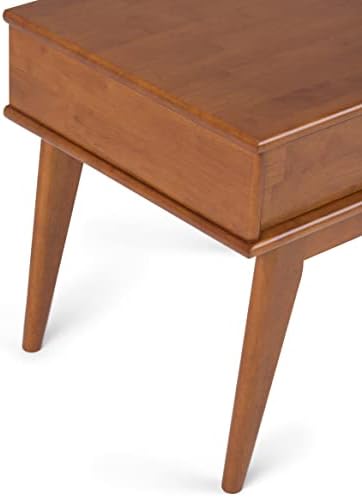 SIMPLIHOME Draper 22" Wide Solid Wood Rectangular End Table in Teak Brown