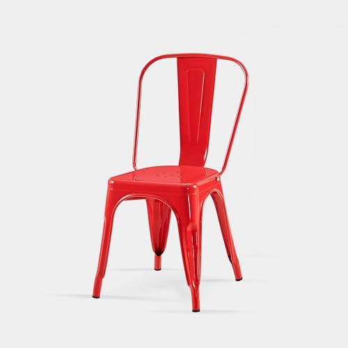 AC Pacific 18 Inch Seat Height Industrial Metal Dining Chairs, Stackable Kitc...