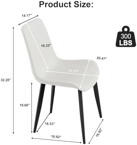 Dining Chairs, Modern PU Leather Dining Room Chair with Sturdy Metal Legs, Up...