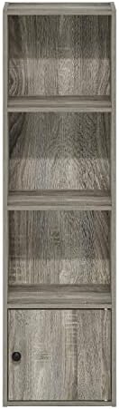 Furinno Luder Shelf Bookcase with 1 Door Storage Cabinet, French Oak