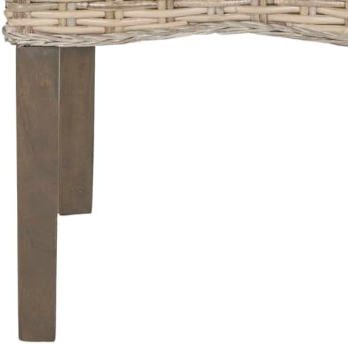 SAFAVIEH Ozias Wood Dining Chair Set of 2, 18.8" Seat Coastal Grey SEA8014A