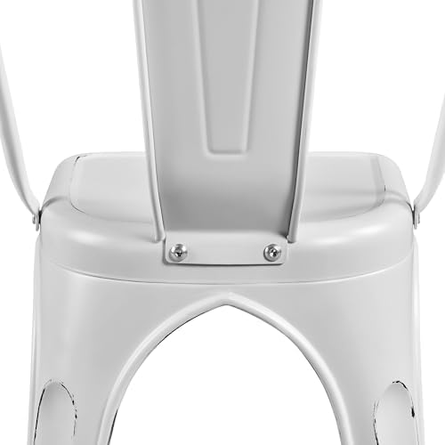 Yaheetech Metal Chairs Set of 4, Stackable Dining Chairs with Backs, White