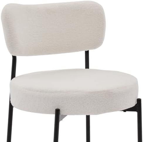 Boucle Dining Chair Set of 4, Mid Century Modern Upholstered Kitchen Chairs w...