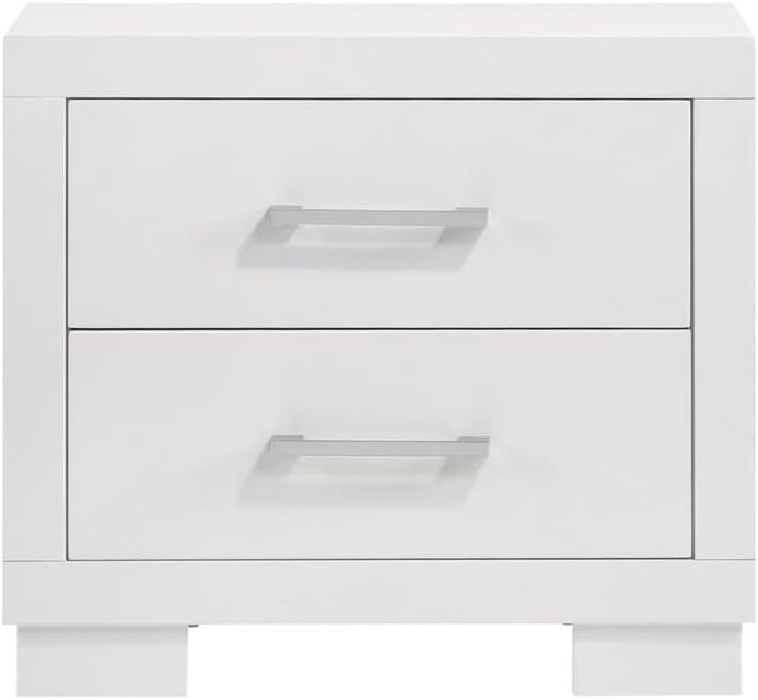 2 Drawers MDF Nightstand in Cream White Finish ﻿,for Small Spaces
