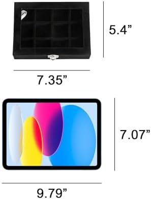 Jewelry Organizer Tray with Clear Lid 12 Grid Velvet Drawer Insert Jewelry Box with Transparent lid Jewelry Display Case Store Showcase Jewelry Box Gift for Women(White,12 Grid) (Pack of 2)