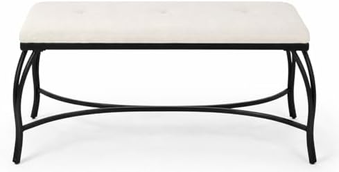 Mango Steam Vienna White Bench - Entryway Bench - Powder Coated, Upholstered,...