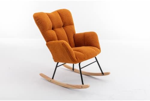 Rocking Chair, Upholstered Teddy Fabric Glider Chair, Lounge Accent Armchair ...