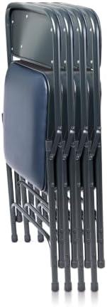 OEF Furnishings OEF1204 Vinyl Cushioned Folding Chairs with Steel Frame, Blue...
