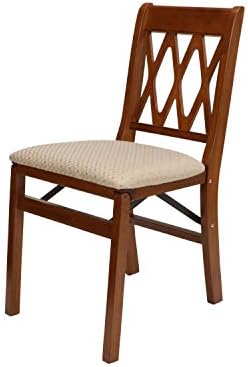 Stakmore Lattice Back Wooden Folding Dining Chairs, Fruitwood, Set of 2