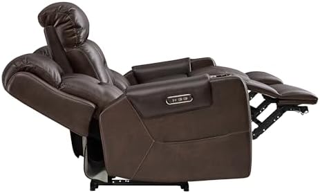 Watson & Whitely Genuine Leather Lay Flat Power Reclining Sofa, Brown | 3...