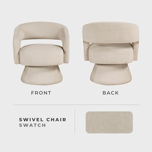 Lexicon Swivel Accent Chair, Modern Velvet Round Barrel Chair, Taupe | Swivel...