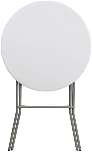 Flash Furniture 2.6-Foot Round Granite White Plastic Folding Table