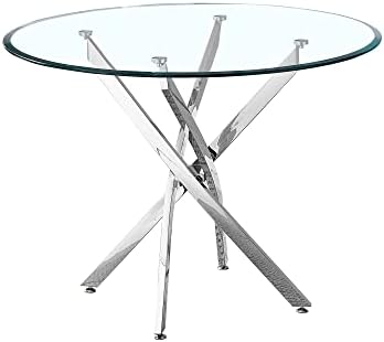 SSLine Modern 3-Piece Round Glass Dining Table Set for 2, 36" Circle Din...