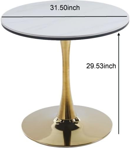 Mid Century Dining Table & Small Kitchen Table | Golden and White Tulip T...