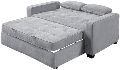 Serta Ainsley 66.5" Convertible Sleeper Loveseat, Full Size, Dreamcoil C...