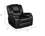 Faux Leather Recliner Sofa Furniture Set for Living Room, Recliner Chair, Manual Loveseat, 3 Seat Recliniing Sofa Couch Set for Meeting Room,Black