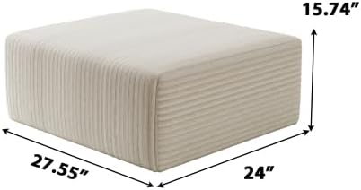 LUCKHAO 27.5" Ottoman Seat, Corduroy Upholstered Deep Seat, Comfy Cloud ...