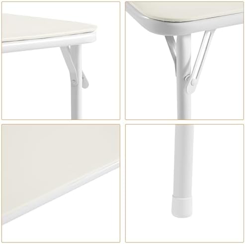 VECELO 5 Piece 24" Card Table and Chair Set, Square Padded Top, Beige