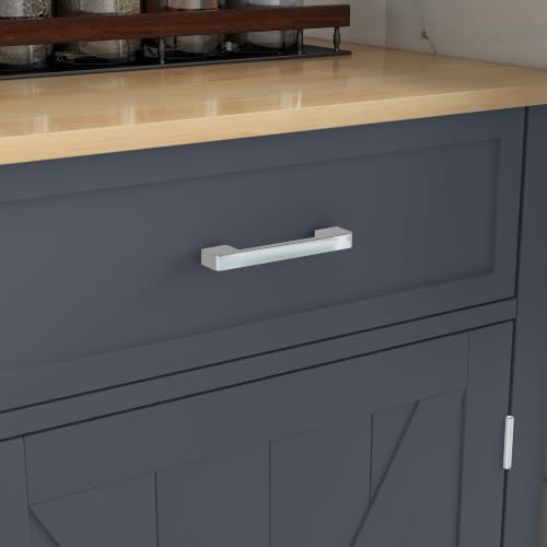 HOMCOM Rolling Kitchen Island with Drop Leaf Wood Breakfast Bar, Dark Gray