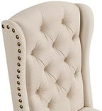 Yaheetech Upholstered Dining Chairs Set of 2 Button Tufted Kitchen Chairs with Solid Wood Legs and Nailhead Trims for Dining Room, Living Room, Restaurant, Beige