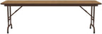Correll Heavy Duty Adjustable Height Utility Folding Table, Melamine Top, USA Made, Strong Steel Apron, 24"x60", Medium Oak Top Brown Edge