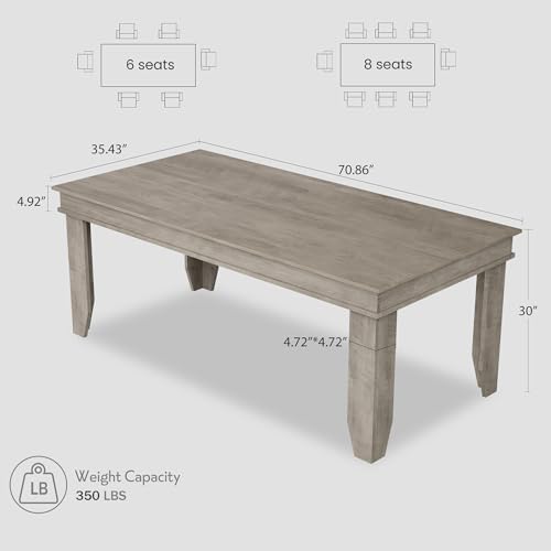 GarveeHome Farmhouse Dining Table for 6-8 People, 71 in Long Kitchen Tables w...